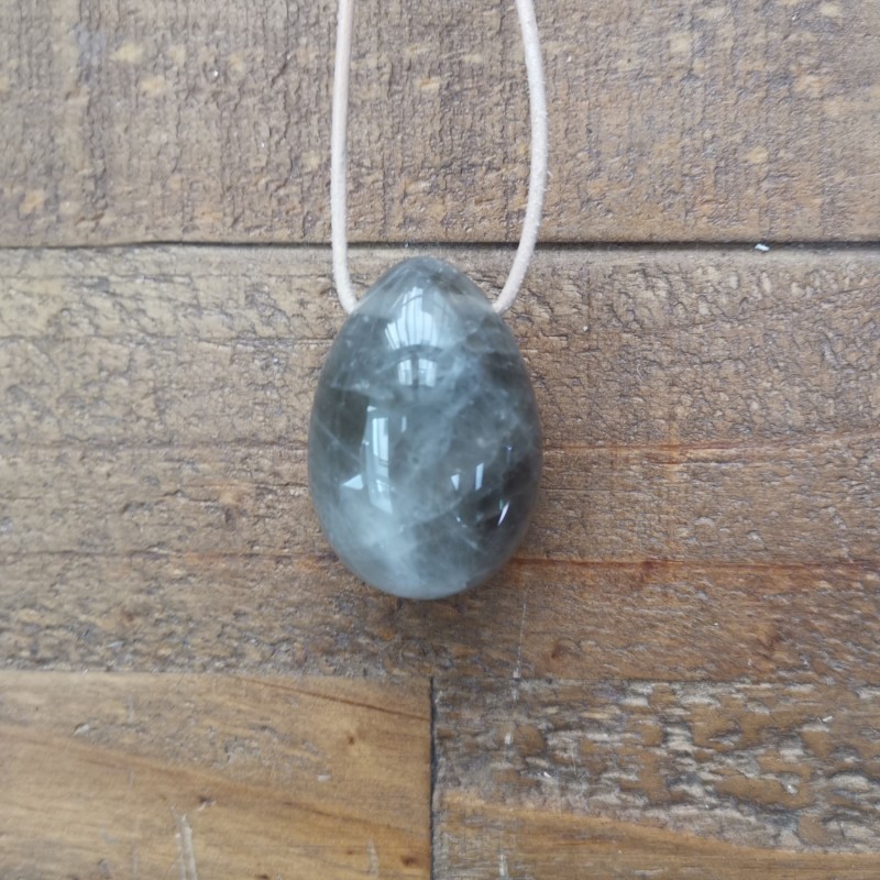 Quartz fumé - Œuf de yoni M percé - 1er chakra de Pierres du 1er chakra