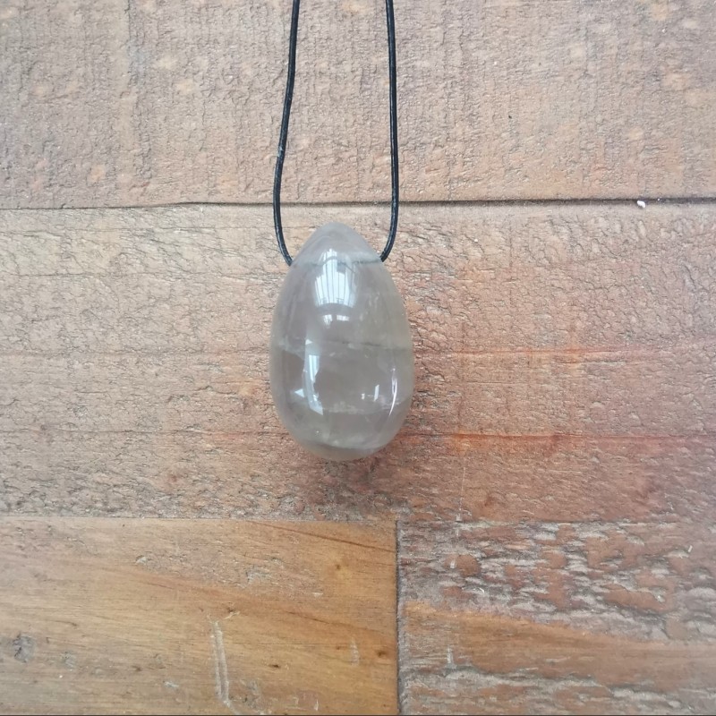 Quartz fumé - Œuf de yoni S percé - 1er chakra de Pierres du 1er chakra