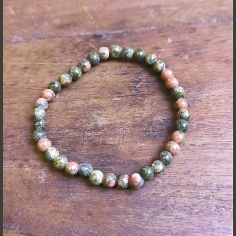 Unakite - Bracelet enfant perles 4mm - chakra pistache de Bracelets enfants
