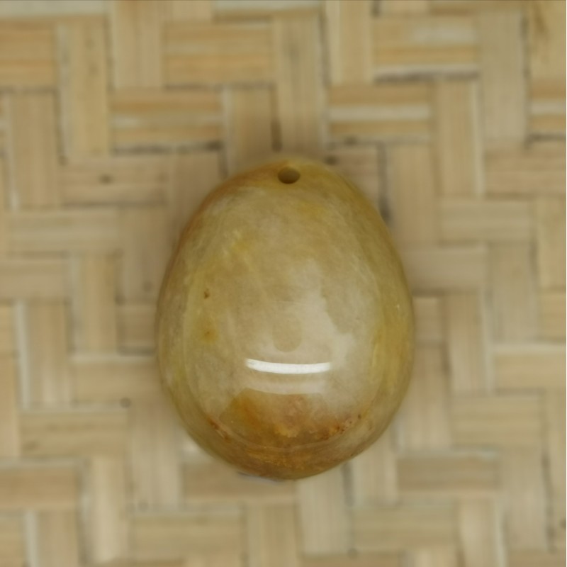 Quartz jaune - Œuf de yoni L percé- 3ème chakra de Pierres du 3ème chakra