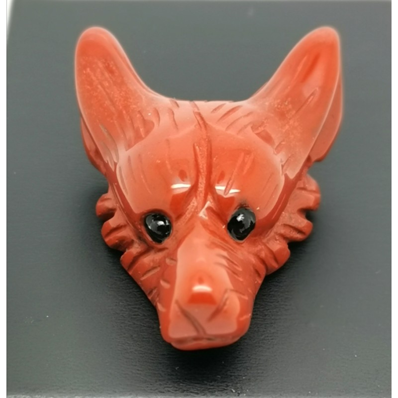 Jaspe rouge - Pendentif tête de loup - 1er chakra de Catalogue pierres et cristaux