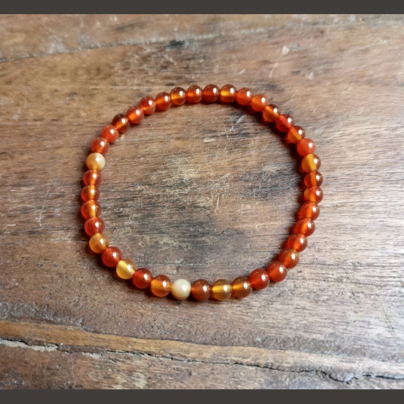 Cornaline - Bracelet perles 4mm - 2e chakra de Bracelets