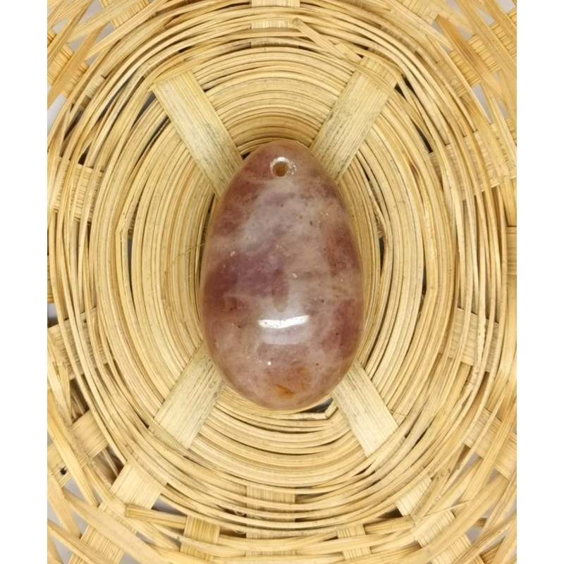 Quartz framboise - Œuf de yoni S percé - chakra magenta de Catalogue pierres et cristaux