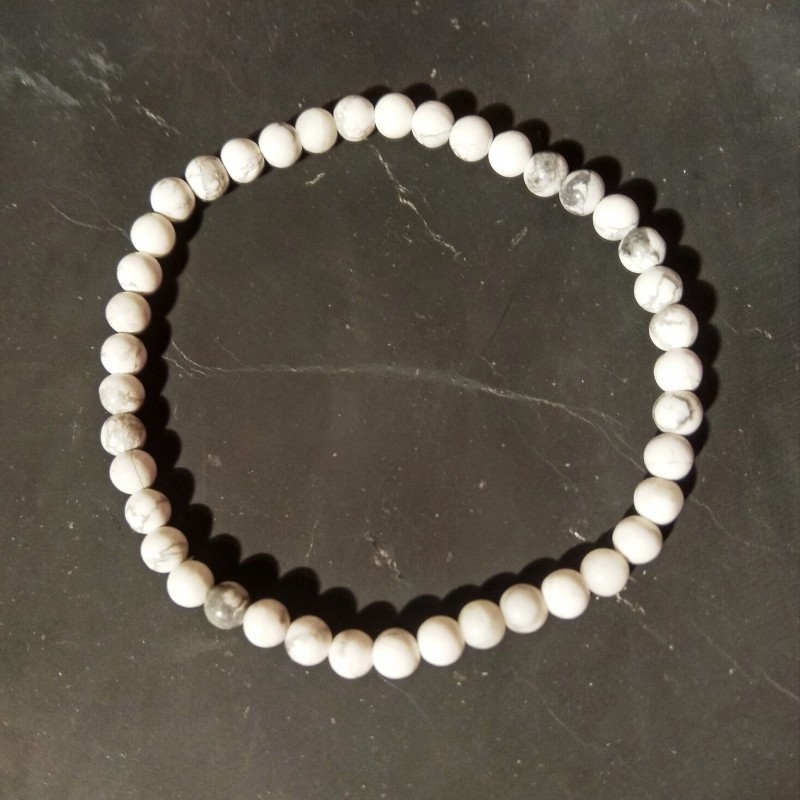 Howlite - Bracelet perles 4mm - 2e chakra de Bracelets