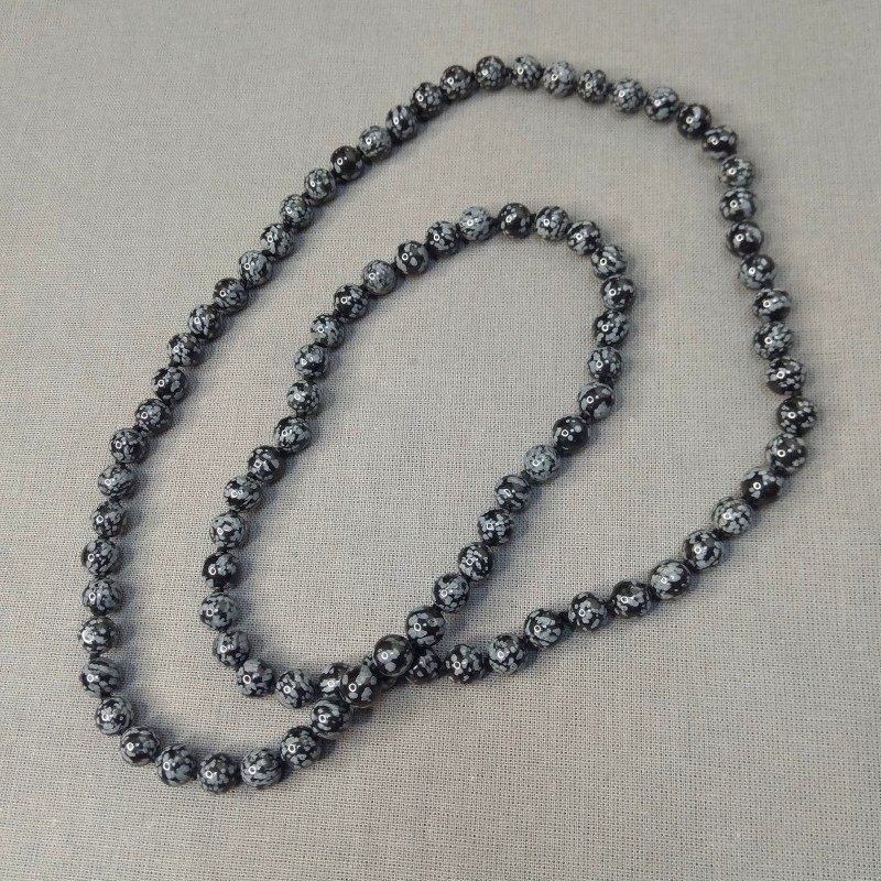 Pendentif d'obsidienne flocon de neige - 1er chakra