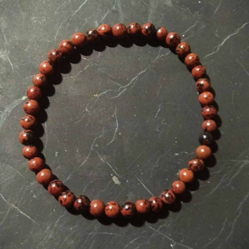 Bracelet d'obsidienne acajou - perles - 1er chakra