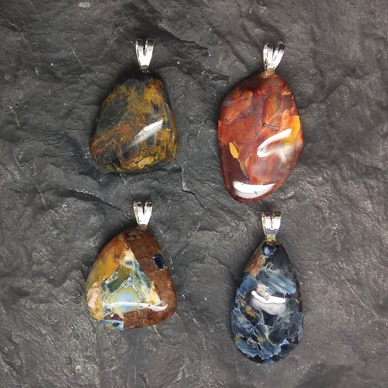 Pietersite - pendentif belière en argent - 3ème chakra de Catalogue pierres et cristaux