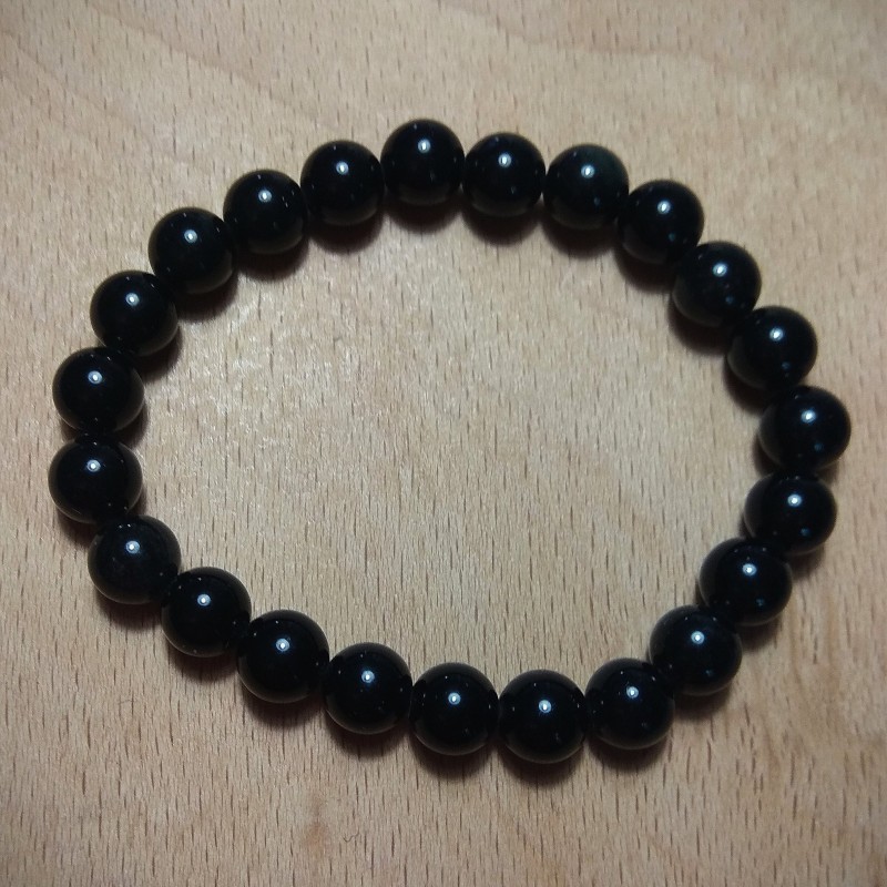 Obsidienne noire - bracelet perles 8mm - chakra bordeaux de Catalogue pierres et cristaux