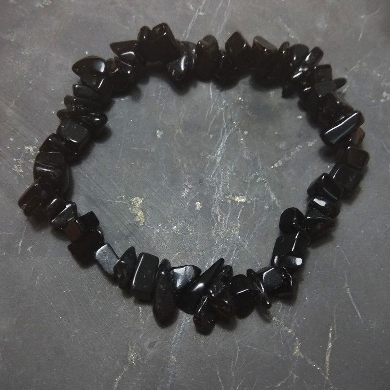 Obsidienne noire - bracelet baroque - chakra bordeaux de Catalogue pierres et cristaux