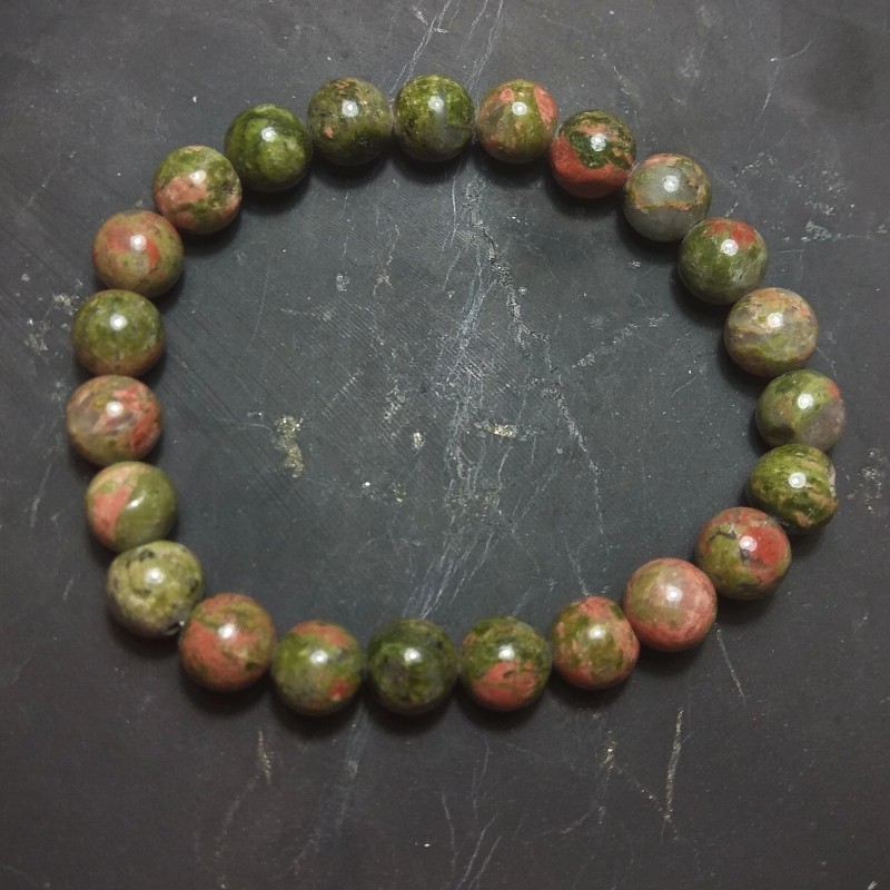 Unakite - Bracelet perles 8mm - chakra pistache de Catalogue pierres et cristaux
