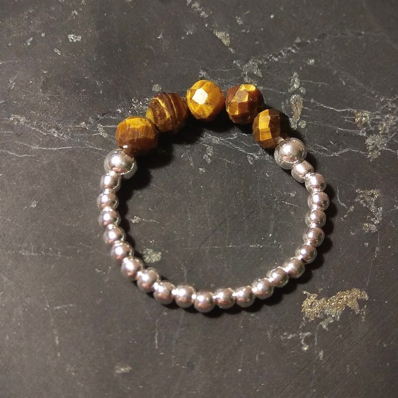 Œil de tigre -  Bague elastique - 3e chakra