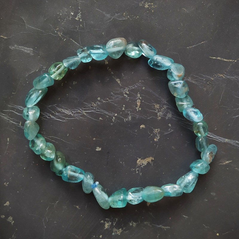 Apatite bleue - Bracelet perles roulées - 5e et 6e chakras de Catalogue pierres et cristaux