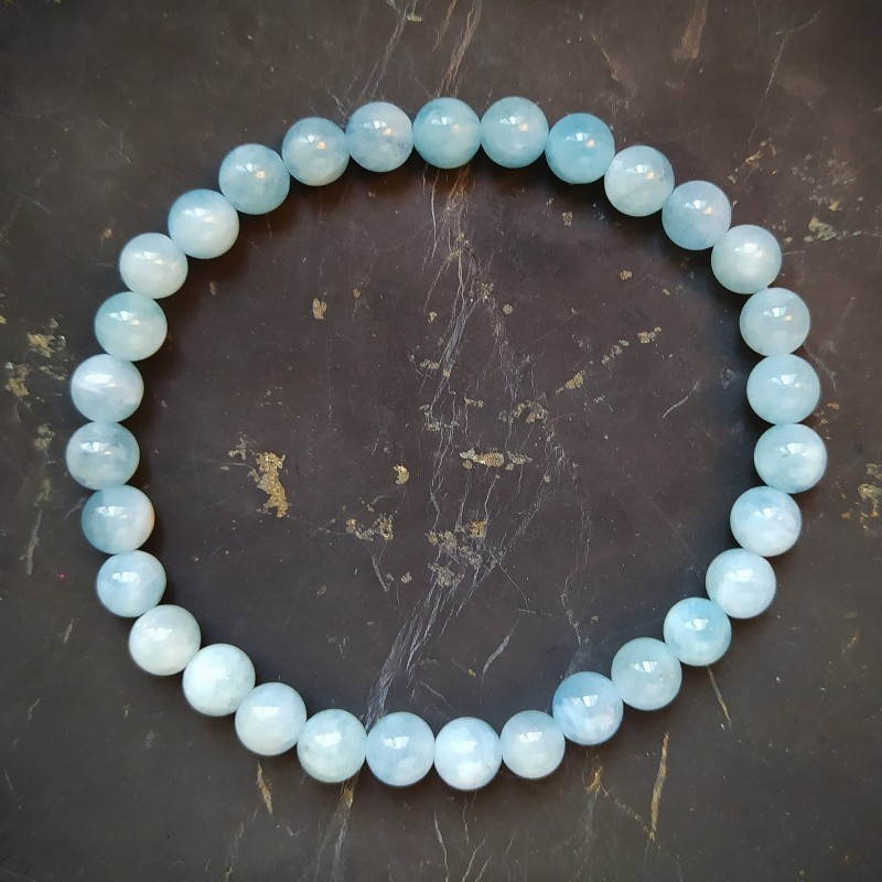 Aiguemarine - Bracelet perles 6mm - 5e chakra