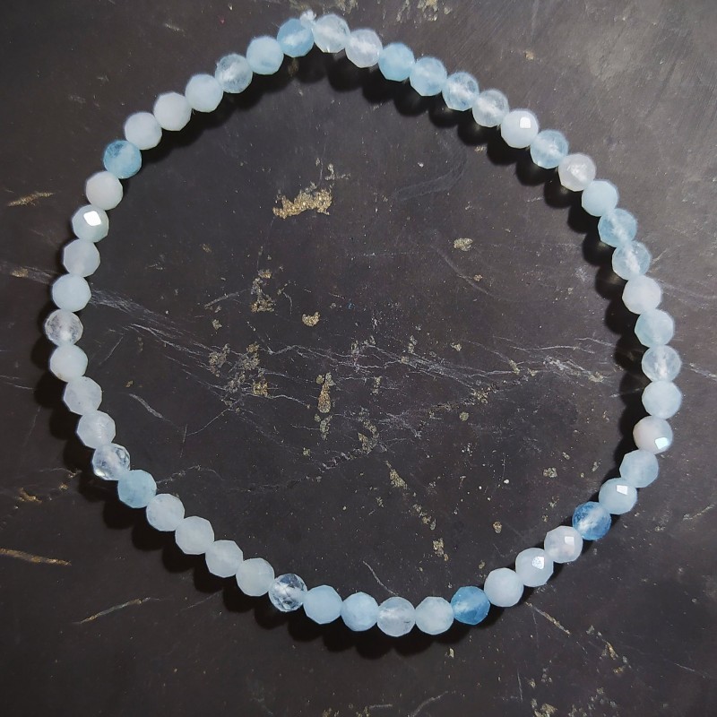 Aiguemarine - Bracelet facetté - 5e chakra