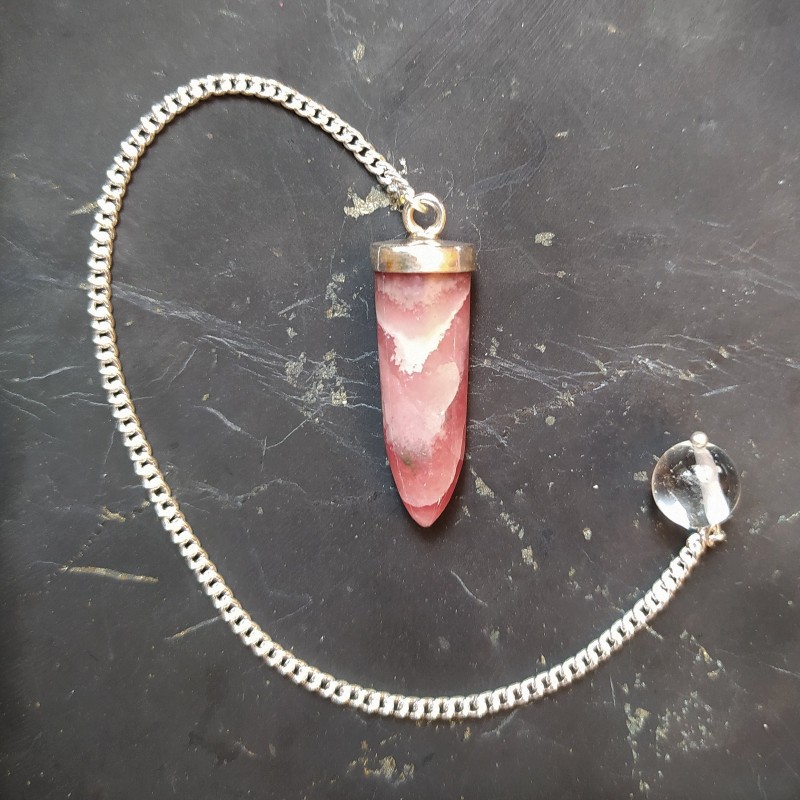 Rhodochrosite - pendule monté en argent -4ème chakra de Catalogue pierres et cristaux