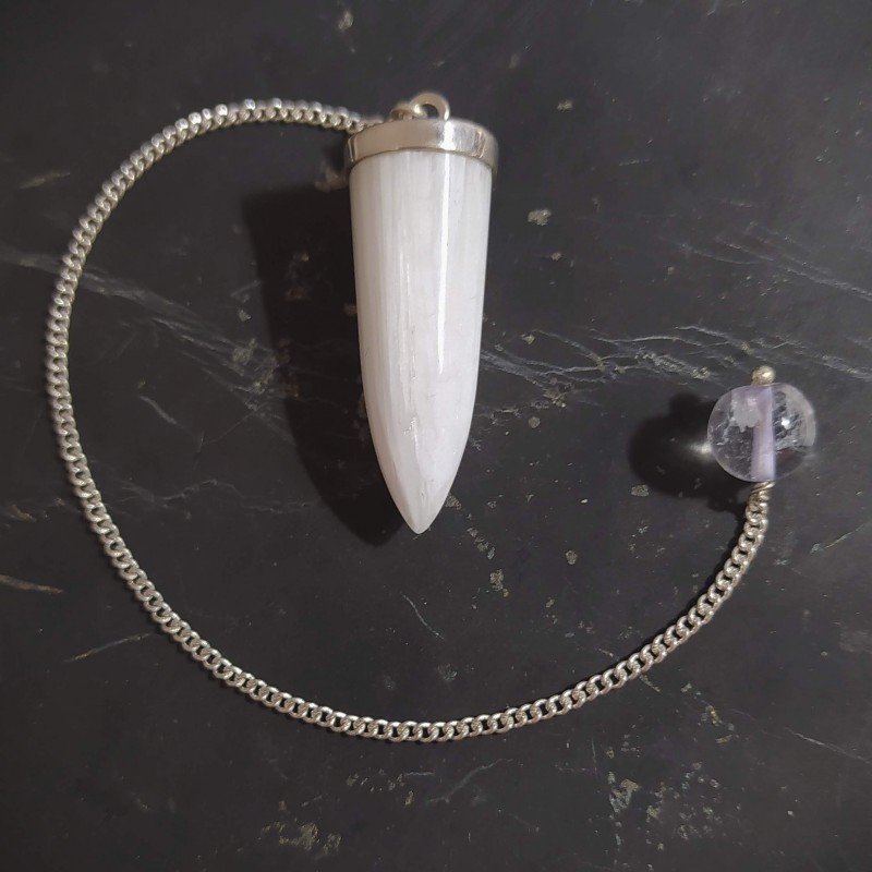Scolecite - pendule monté en argent - 6ème chakra