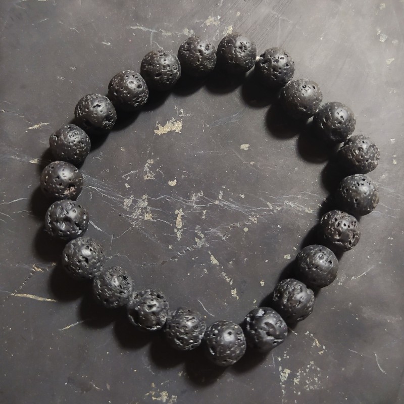 Lave - bracelet perles 8mm - chakra bordeaux de Catalogue pierres et cristaux