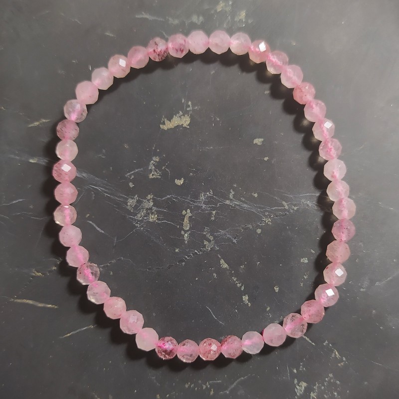 Quartz framboise - bracelet facetté - 4e chakra + magenta de Catalogue pierres et cristaux
