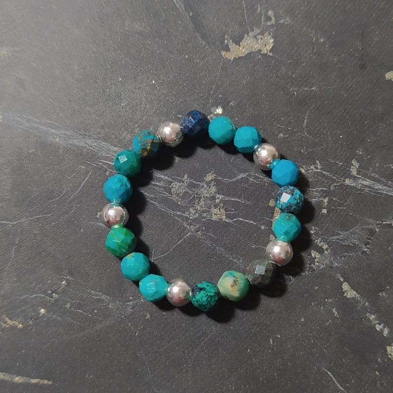 Chrysocolle - Bague elastique - chakra turquoise de Catalogue pierres et cristaux